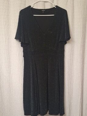 torrid Black Sparkle V-Neck Flutter Sleeve Dress